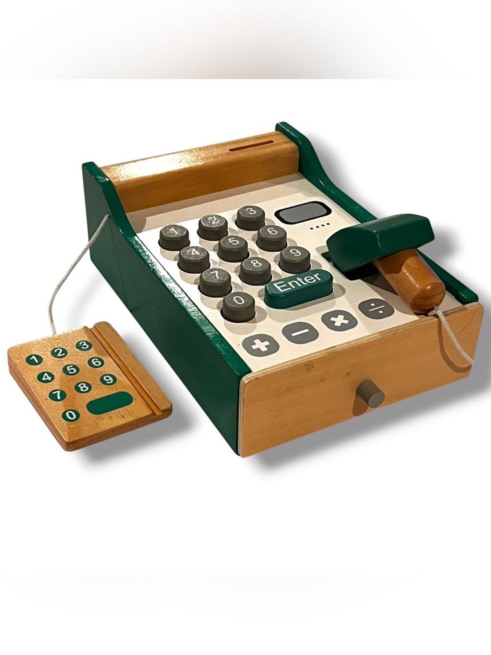 Children’s Wooden Cash Register Kids Toy Shop Store Pretend Play Scanner D-8